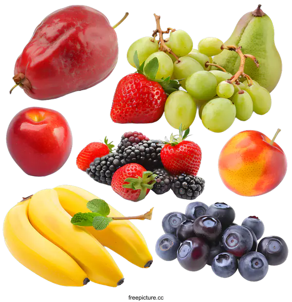 [Transparent Background PNG]Fresh Fruit Collage with White Background