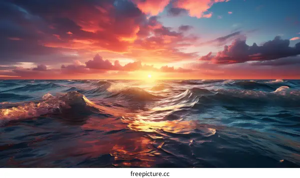 A Vivid Sunset Over the Ocean
