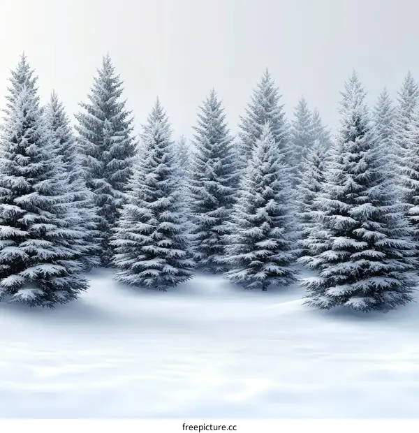 Snowy Winter Forest Scenery Illustration