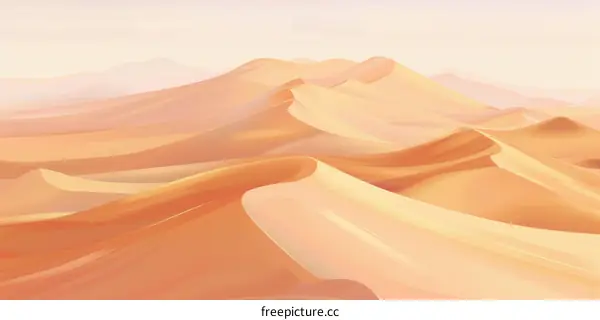 A Vast Desert Landscape with Rolling Sand Dunes under a Blue Sky
