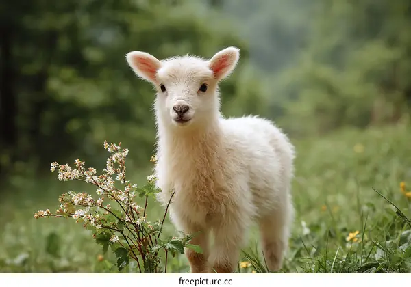 Adorable Baby Lamb in a Lush Meadow
