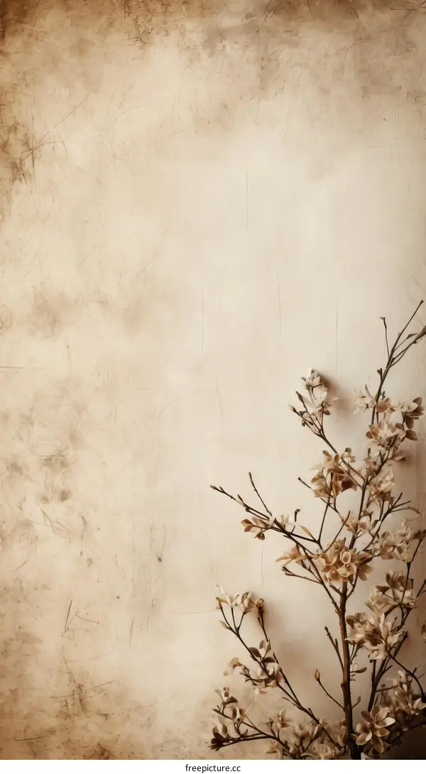 Vintage floral illustration with a magnolia branch