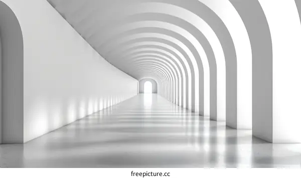 Futuristic White Concrete Archway Tunnel