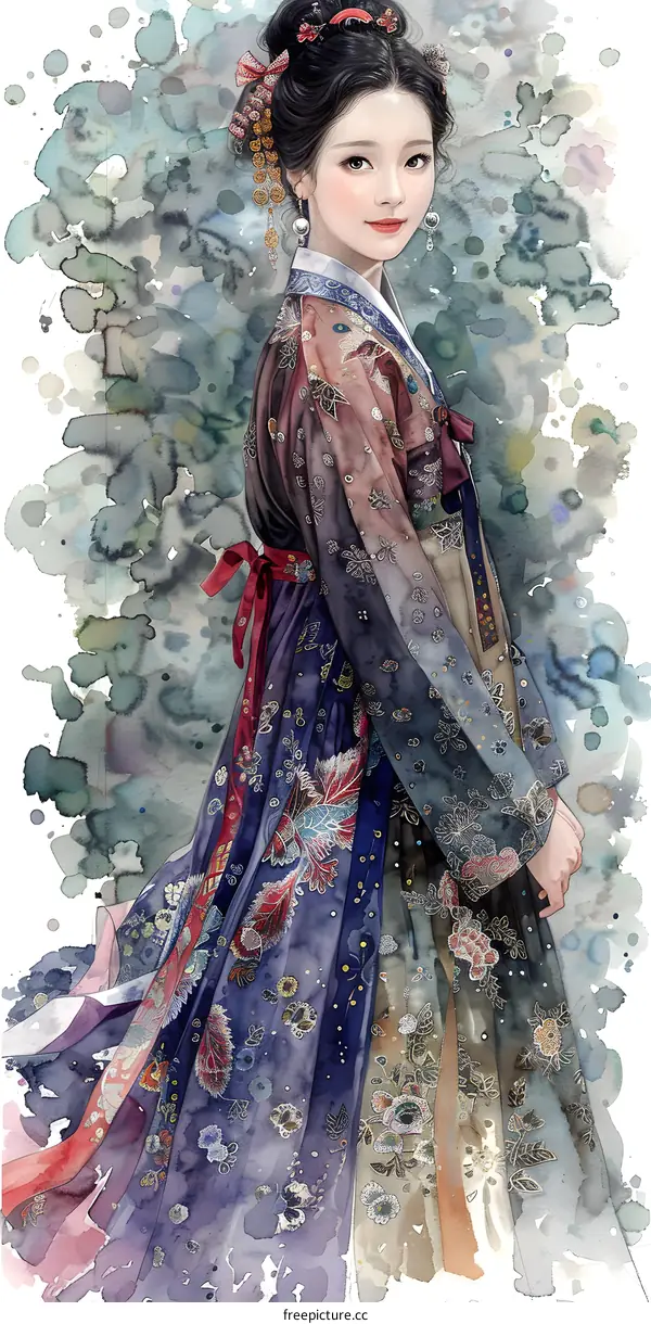 A beautiful Korean woman in traditional dress