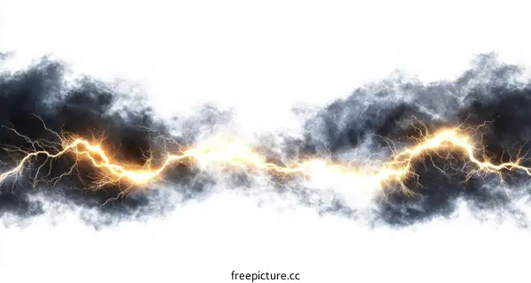 Dramatic Lightning Striking Through Dark Clouds