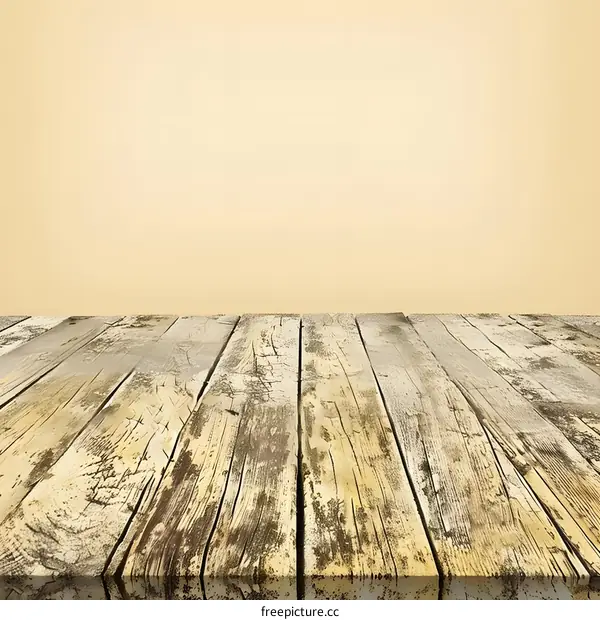 Old Rustic Wooden Tabletop with Beige Background