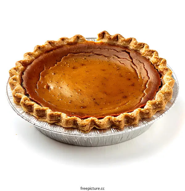 Fresh Baked Pumpkin Pie on White Background