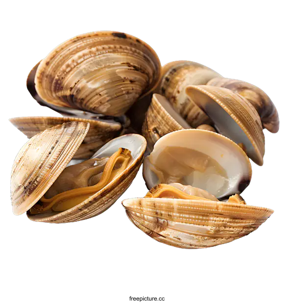 [Transparent Background PNG]Fresh clams on a white background