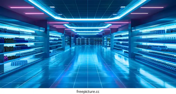 Neon Lights Supermarket Interior Design