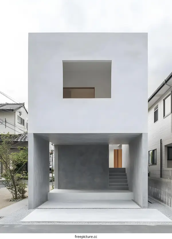 Modern Minimalist House with Concrete and Wood Design