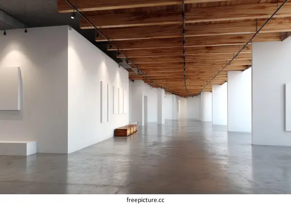 Modern Art Gallery Interior Empty Hallway