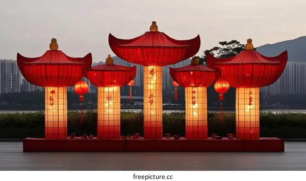 Red Chinese Lanterns Festive Display