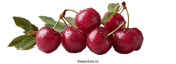 [Transparent Background PNG]Fresh Cherries with Water Drops