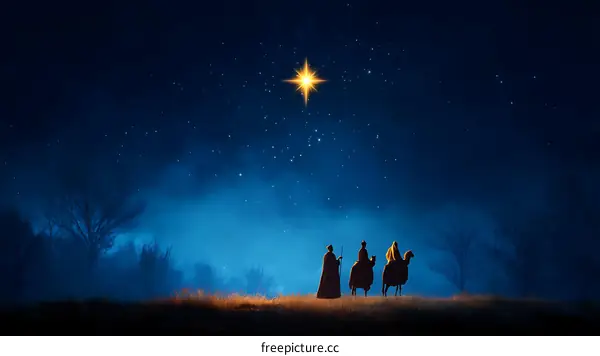 Three Wise Men Following the Star of Bethlehem