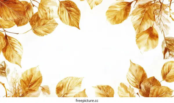 Golden Autumn Leaves Decorative Border