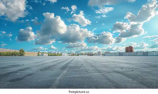 Empty Parking Lot with Blue Sky