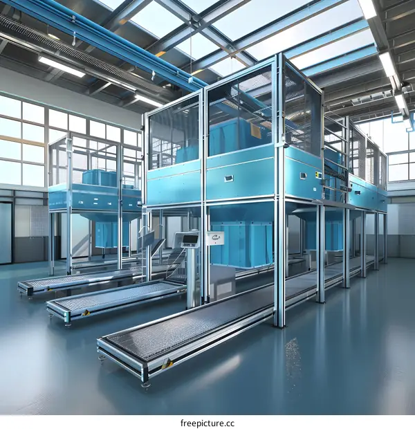 Industrial Automation Conveyor System with Multiple Stations