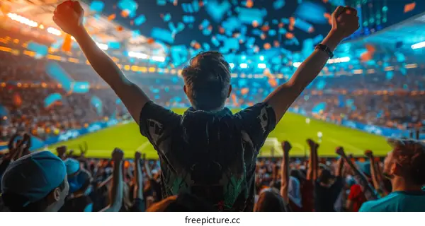 Ecstatic Soccer Fan Celebrates Goal with Exultant Expression