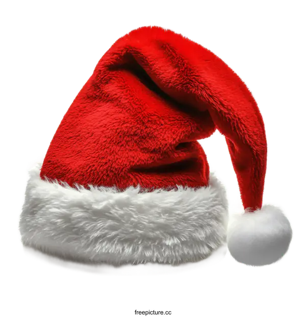 [Transparent Background PNG]Red Christmas Santa Hat on White Background