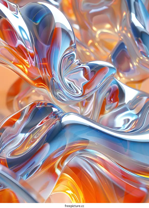 Abstract Colorful Liquid Glass Flowing