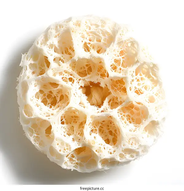 Close up of a natural sea sponge on a white background