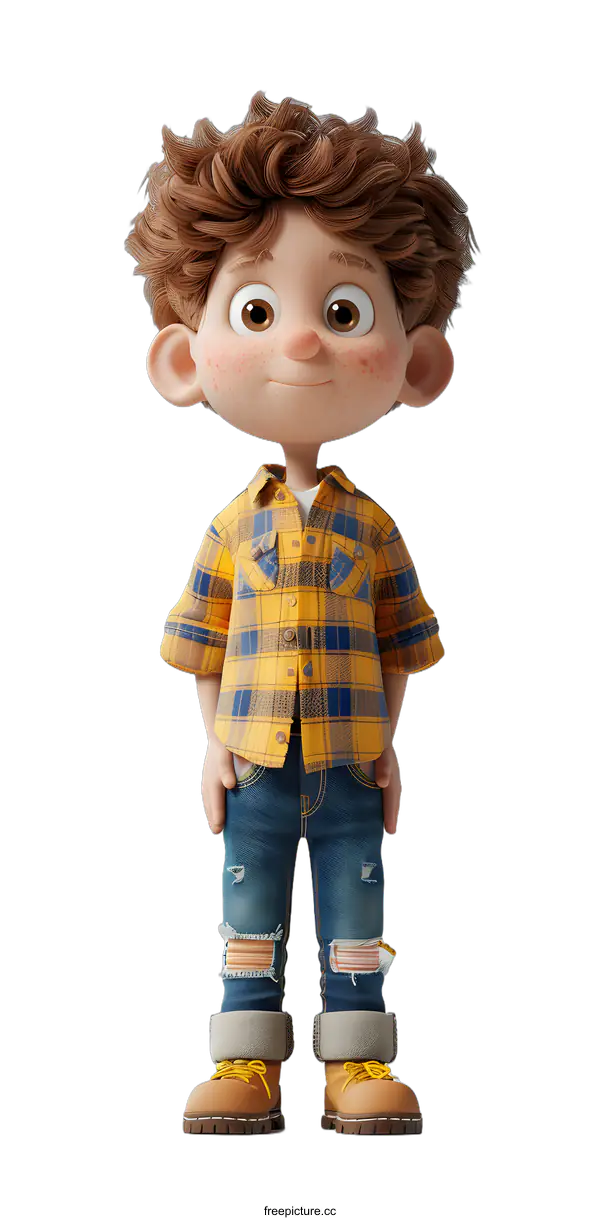 [Transparent Background PNG]3d cartoon character of a boy