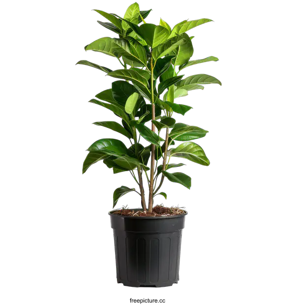 [Transparent Background PNG]Vibrant Green Plant in Black Pot Isolated on transparent background