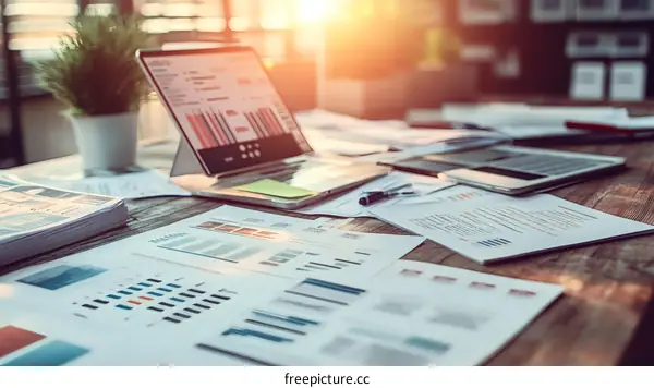 Business Documents on a Wooden Desk