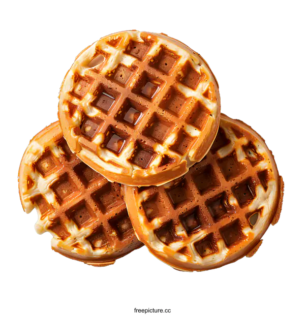 [Transparent Background PNG]Three Delicious Waffles