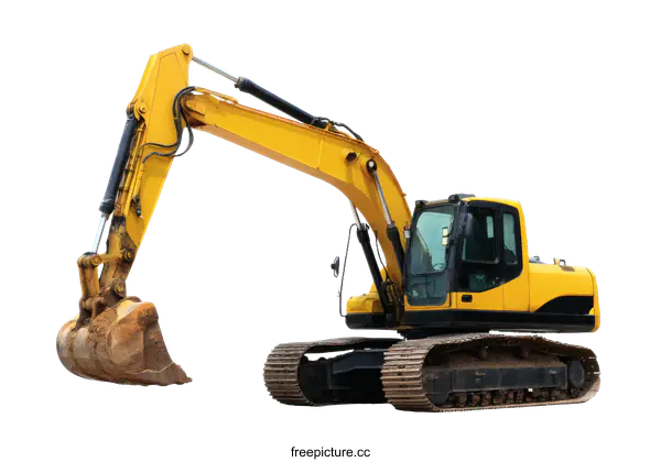 [Transparent Background PNG]Yellow Excavator on White Background