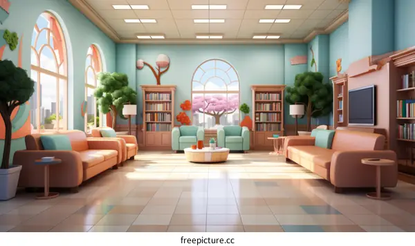 Modern Living Room with Sofa and Large Window