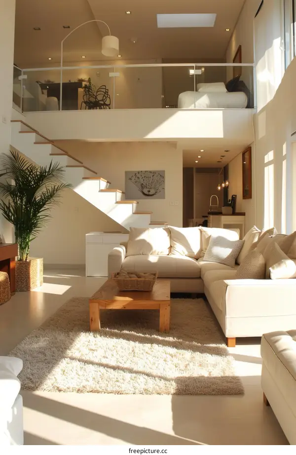 Bright and Airy Living Room With High Ceiling