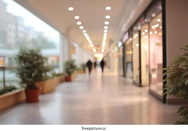 Blurred Shopping Mall Interior with People