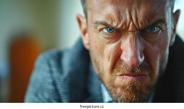 Close-up Angry Man Face Portrait