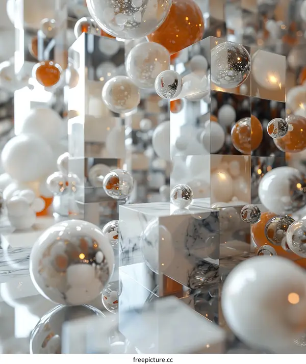 Abstract Geometric Shapes Composition with Spheres