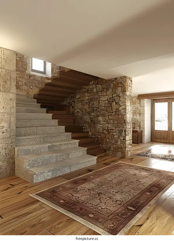 Staircase in a stone house