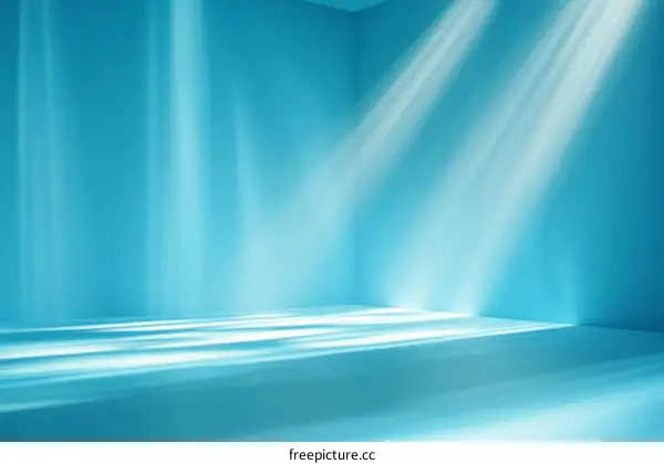 Empty Blue Room with Light Rays