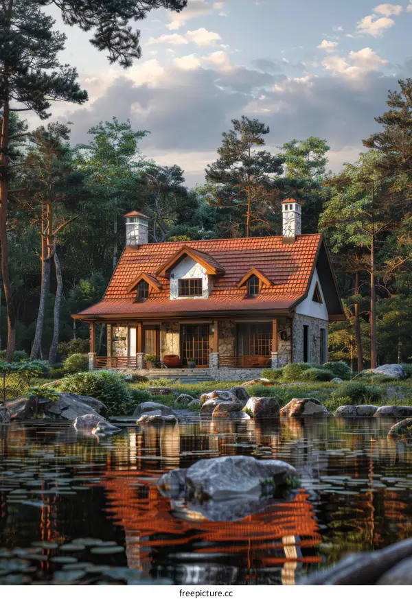 Rustic Country House by the Pond