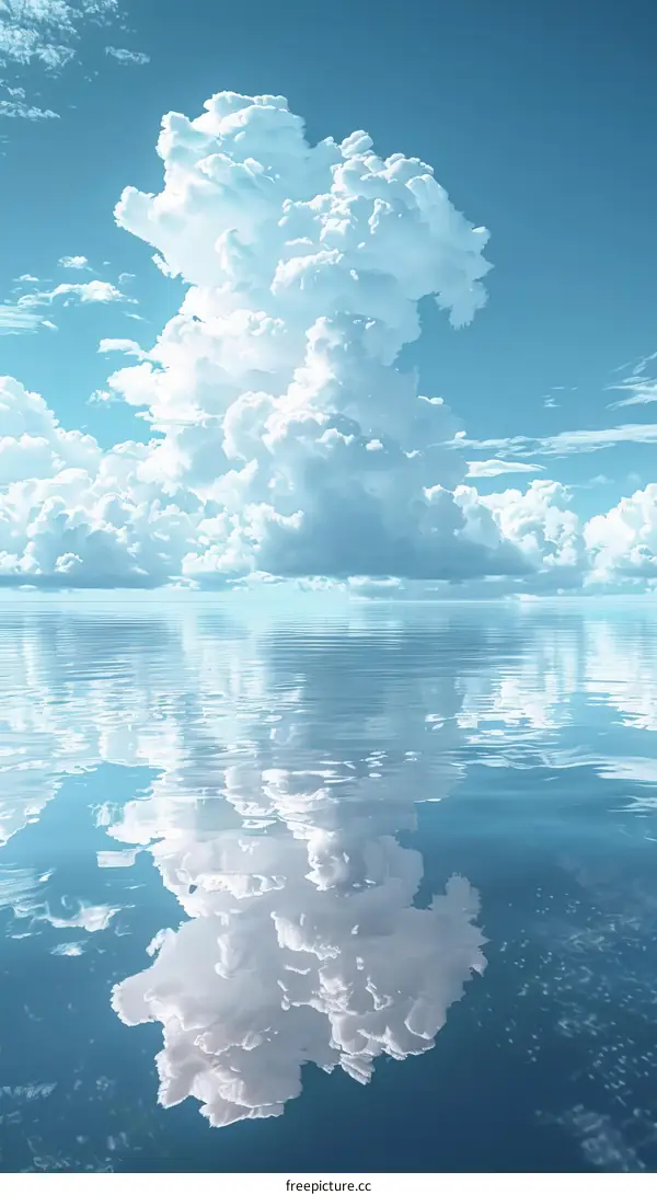 Clouds and Their Reflections on the Calm Water