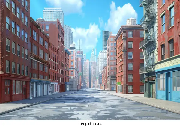 Modern City Skyline with Tall Buildings