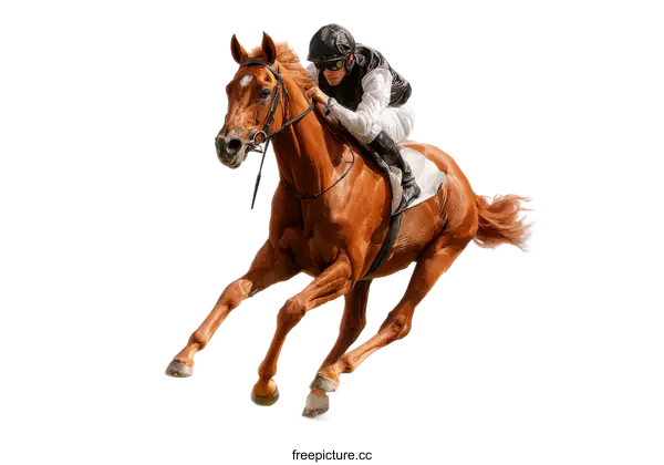 [Transparent Background PNG]Racehorse and Jockey in Full Speed