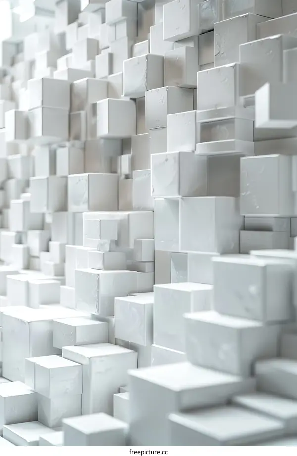 Abstract Geometric White Cube Wall Design