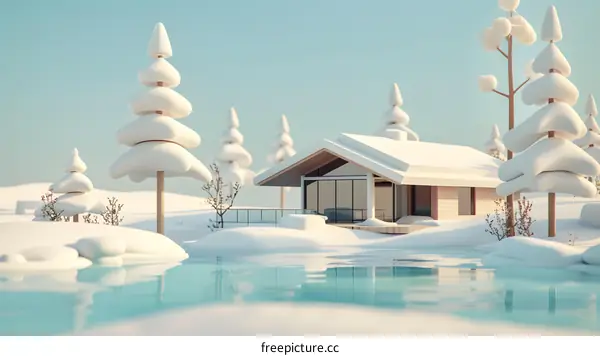 Snowy Cabin in Winter Wonderland