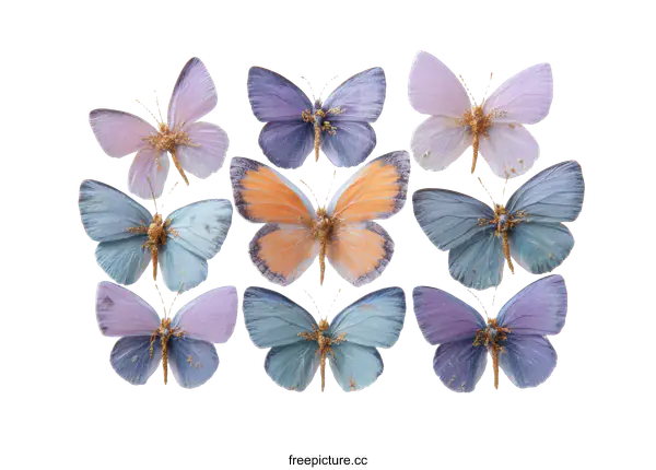 [Transparent Background PNG]Beautiful Butterflies in Pastel Colors