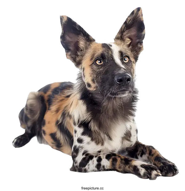 [Transparent Background PNG]Portrait of a Young African Wild Dog