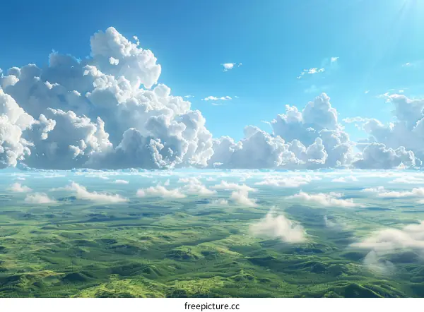 Vast Sky Over Lush Green Hills