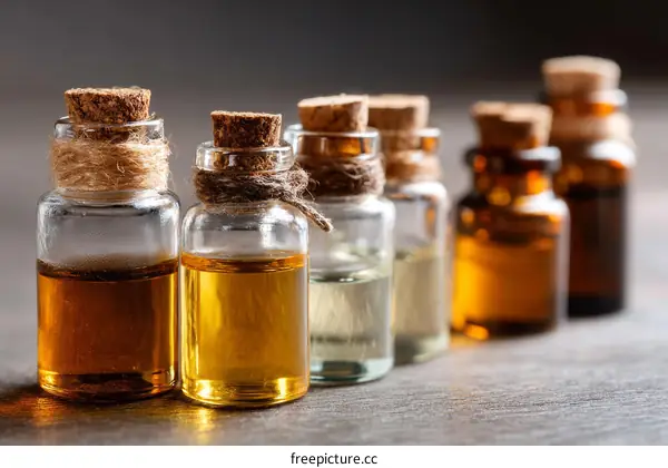 Collection of Essential Oils in Small Bottles