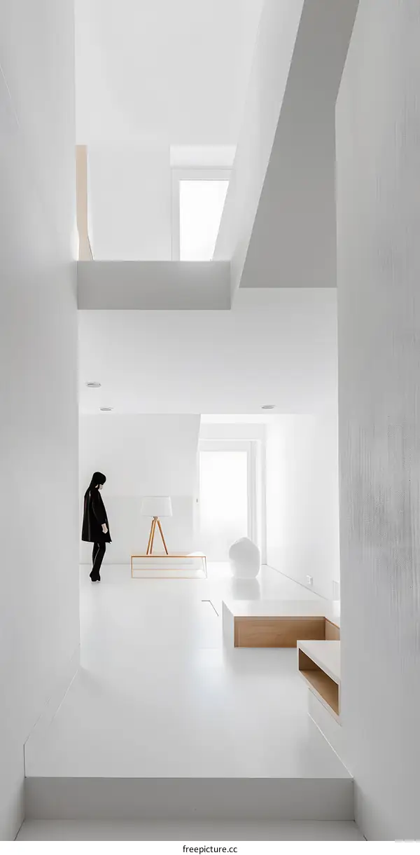 Minimalist Modern House Interior Design with White Walls and Wooden Accents