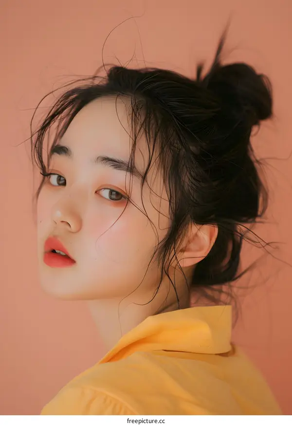 Portrait of a Young Asian Woman with Wet Hair