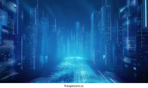 Blue technology sense 3D city building